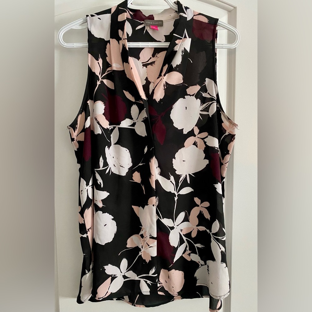 Vince Camuto Black and White Floral Blouse